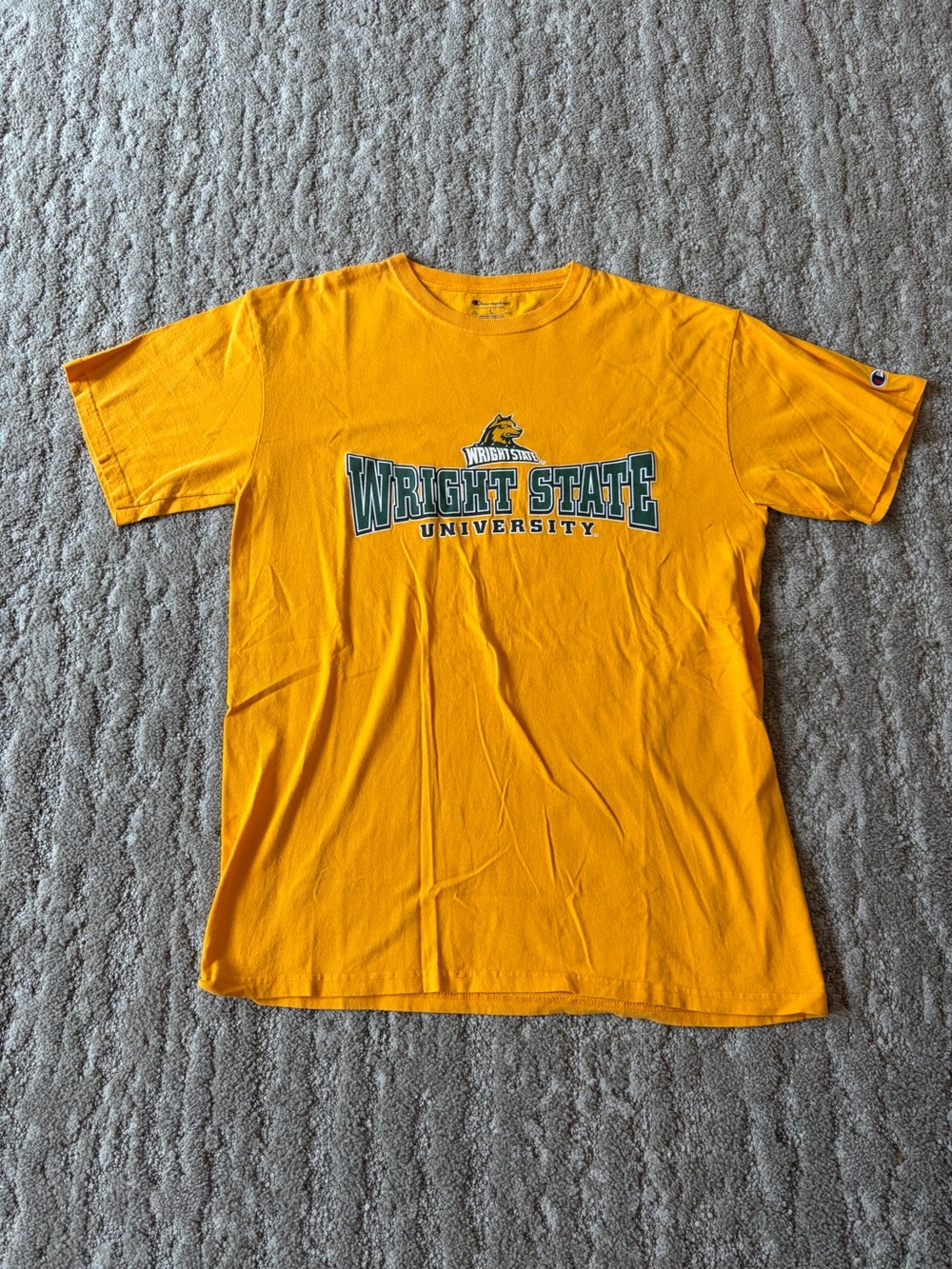 Champion Wright State Raiders Graphic T-Shirt Yellow Size Large Casual Unisex